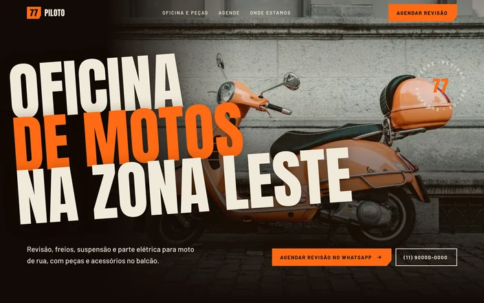 Projeto conceito da oficina de motos Piloto 77