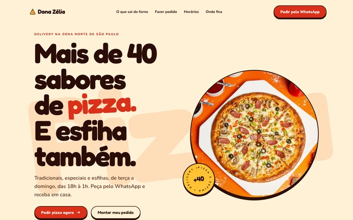 Projeto conceito da Pizzaria Dona Zélia
