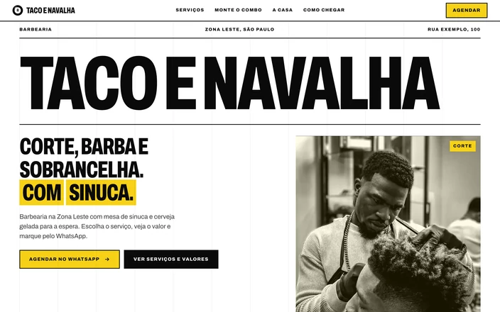 Projeto conceito da barbearia Taco e Navalha